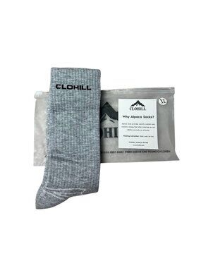 Clohill Alpaca Wool Hiking Crew Socks Gray Size XL Thermal Warm Outdoor New